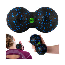 Podwójna piłka do masażu i fitness NS-966 czarno-niebieska