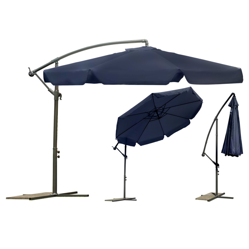 Parasol ogrodowy składany 8 segmentów granatowy  350cm