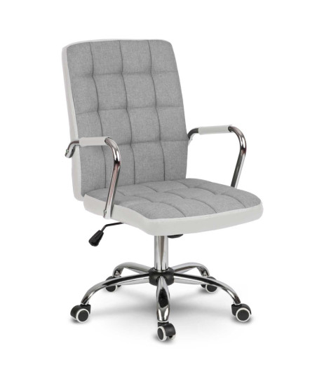 Fotel biurowy materiałowy Benton szaro-biały