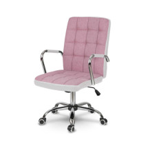 Fotel biurowy materiałowy Benton różowo-biały
