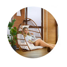 Fotel ogrodowy wiszący Luisiana brązowy + beżowe poduszki Sofotel