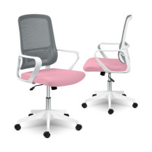 Fotel biurowy z mikrosiatki Sofotel Wizo biało-różowy