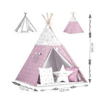 Namiot tipi dla dzieci ze światełkami Nukido - różowe w gwiazdki