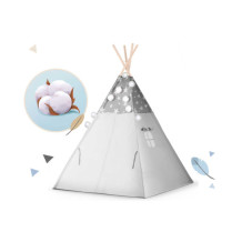 Namiot tipi dla dzieci z girlandą i światełkami Nukido - szare w gwiazdki
