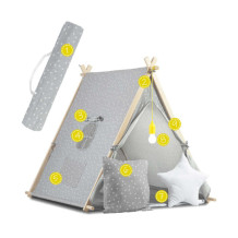 Namiot domek dla dzieci z lampką Nukido - szary