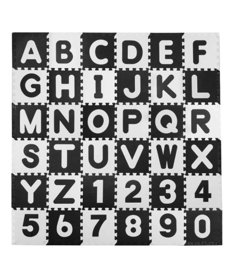 Mata piankowa puzzle litery czar. 30x30 cm 36 szt.