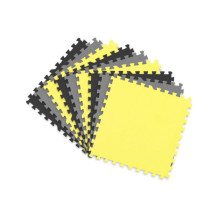 Mata piankowa puzzle 180x180cm 9 szt. szaro żółta
