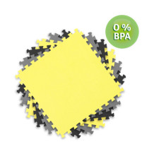 Mata piankowa puzzle 180x180cm 9 szt. szaro żółta
