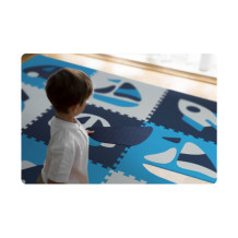 Mata piankowa puzzle 180x180cm 9 szt. niebieska
