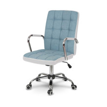 Fotel biurowy materiałowy Benton niebiesko-biały