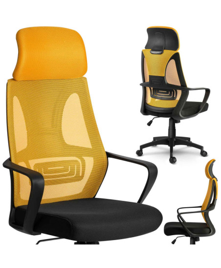 Fotel biurowy z mikrosiatką Praga - żółty