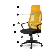 Fotel biurowy z mikrosiatką Praga - żółty