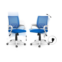 Fotel biurowy z mikrosiatki Sofotel Latok niebieski
