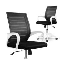 Fotel biurowy z mikrosiatki Sofotel Batura biało-czarny