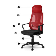 Fotel biurowy z mikrosiatką Praga - czerwono czarny
